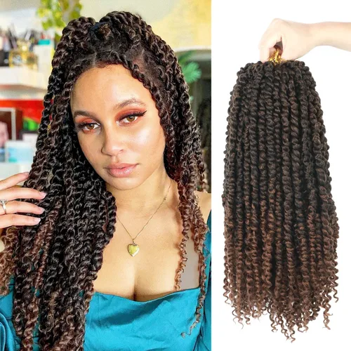 Miniatura 91 de Bileaf Cabello de Ganchillo Passion Twist Pre-retorcido de 10 Pulgadas, 8 Paquetes de Ganchillo Passion Twist, Cabello Corto Passion Twist