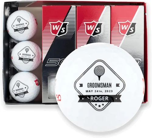 Miniatura 9 de Pelotas de golf personalizadas, 1 docena, Wilson, diseños personalizados para padrinos de boda, padrino, ushers, oficiales Groomsman