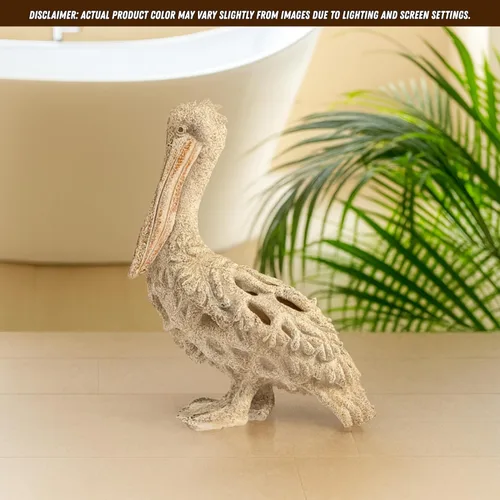 Miniatura 5 de Figura de pie de pelícano blanco, 13.75 pulgadas, decoración náutica de arrecife de coral, decoración costera, playa, hogar, estatua del océano