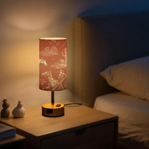 Miniatura 8 de Lámparas táctiles de noche retro occidentales regulables con puertos de carga para sala de estar, dormitorio, mesita de noche, escritorio