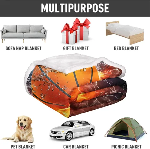 Miniatura 5 de YISUEMEI - Manta sherpa de baloncesto, suave y afelpada, manta de forro polar para amantes del baloncesto, entrenadores, hombres, 50 x 60 pulgadas