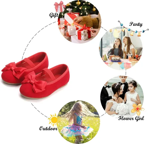 Miniatura 5 de Felix & Flora - Zapatos bajos de vestir con flores para niña pequeña, tipo bailarina, para fiesta, escuela o boda