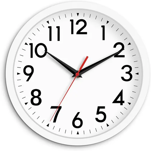 DAXSMY Reloj de pared de 12 pulgadas que funciona con batería, silencioso, sin tic-tac, analógico, moderno, decorativo para oficina, cocina, C-blanco