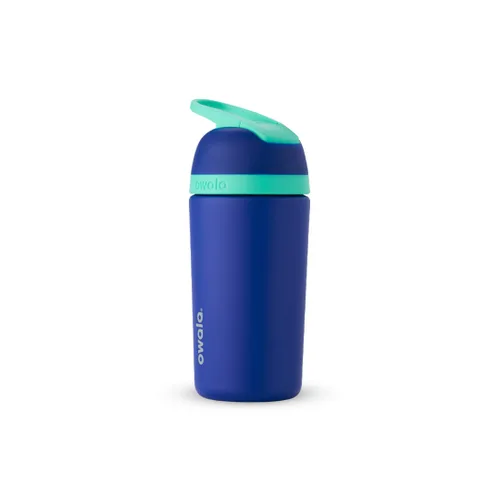 Owala Vaso de acero inoxidable con aislamiento para niños con popote flexible resistente a derrames, fácil de limpiar y botella de agua de acero