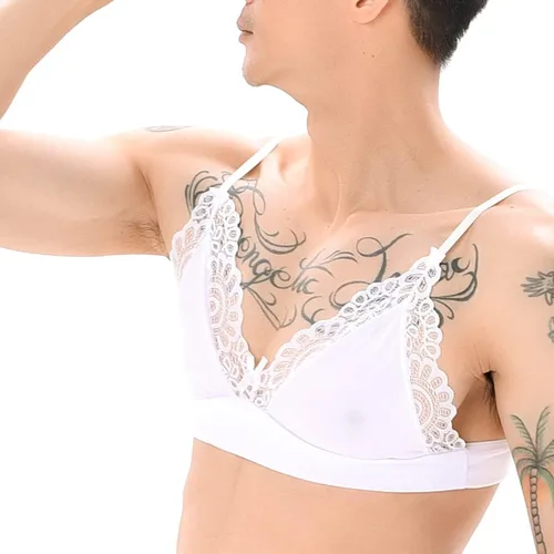 Miniatura 3 de ABAFIP Ropa interior de encaje para hombre, brasier floral, con lazo, cintura baja, bragas transparentes, bikini, ropa de dormir
