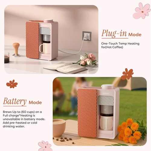 Miniatura 6 de CIARRA Bloombox - Cafetera compacta de café expreso, 15 bar de sabor rico en café espresso para viajes, camping, caravana, oficina, hogar, fácil