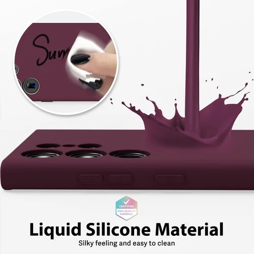 Miniatura 4 de oakxco Funda para teléfono Samsung Galaxy S22 Ultra de silicona líquida, linda funda delgada y fina de goma suave TPU lisa y suave para mujeres