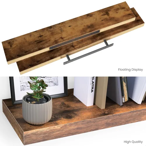 Miniatura 8 de Ballucci - Estantes flotantes, juego de 2 estantes de pared de madera de 36 pulgadas, con soportes invisibles para baño, sala de estar, dormitorio