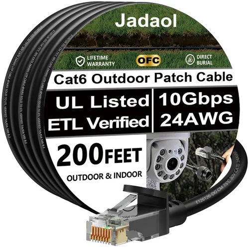 Miniatura 35 de Cable Ethernet Cat 6 de 1 pie (paquete de 6), para exteriores e interiores, compatible con red Cat7 de 10 Gbps, cable de conexión LAN plano