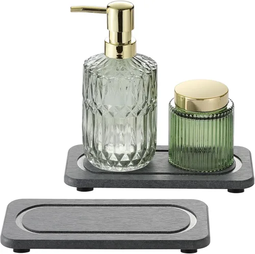 Miniatura 13 de Paquete de 2 bandejas de fregadero de piedra de diatomita, tapete de grifo absorbente de agua para encimera de cocina y baño, jabonera decorativa