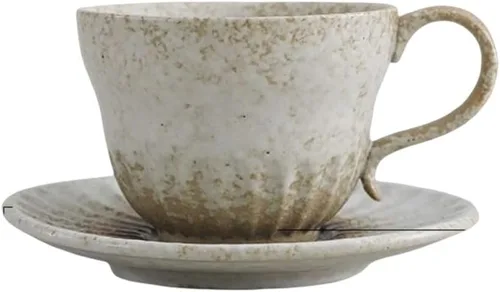 Juego de tazas de té y platillo pequeño de cerámica de 4.1 fl oz/4 onzas, platillo de taza de café de cerámica vintage con asa, juego de tazas de té