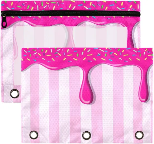 Miniatura 14 de Baseball Pencil Pouch for 3 Ring Binder，Zippered Pencil Case with Clear Window Organizers Bag 2 Packs