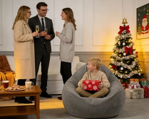 Miniatura 5 de ENBAOHUI Sillas puff con espuma viscoelástica para niños, adolescentes y niños pequeños, sillón de piel sintética con asa, gris