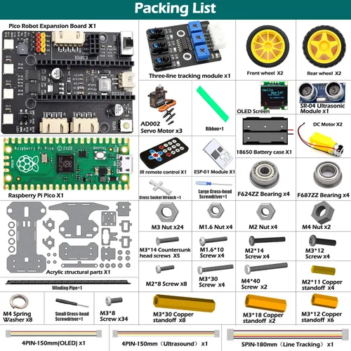 Miniatura 2 de Adeept Kit de coche inteligente compatible con Raspberry Pi Pico, seguimiento de línea, evitación de obstáculos, luz colorida, DIY STEM IR control