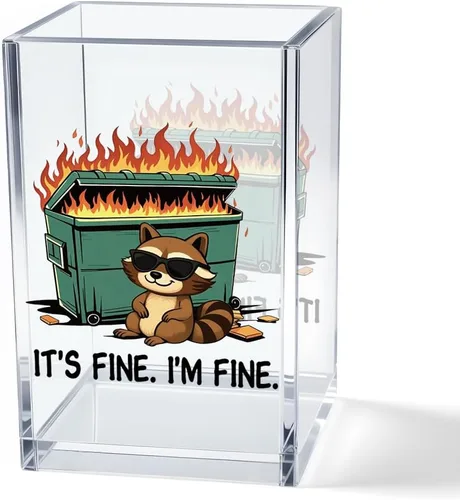 Miniatura 23 de It's Fine I'm Fine Soporte para Lápices y Bolígrafos Cosméticos de Acrílico, Divertido Soporte para Bolígrafos de Gato Negro, Regalo para Amantes