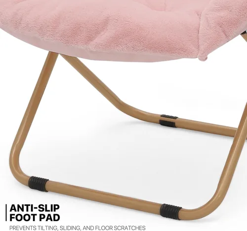 Miniatura 9 de MoNiBloom Silla redonda plegable de piel sintética con reposacabezas extraíble para adultos, marco de metal, de gran tamaño, cómoda, suave