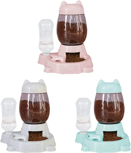 Miniatura 2 de Utaomld Comedero automático para gatos, dispensador de alimentos y agua, color verde, estilo moderno, capacidad de 101.4 fl oz, perfecto