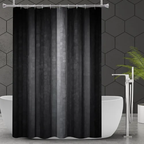 Miniatura 8 de Gibelle Cortina de ducha pequeña de 36 x 72 pulgadas, juego estrecho medio negro y gris, tela moderna abstracta para baño, textura de vidrio fresco