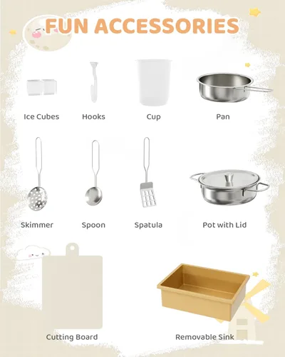 Miniatura 7 de MAMIZO Cocina de Juego de Esquina de Madera, Gran Juego de Cocina Interactivo Definitivo para Niños Pequeños de Simulación con Pizarra, Estufa