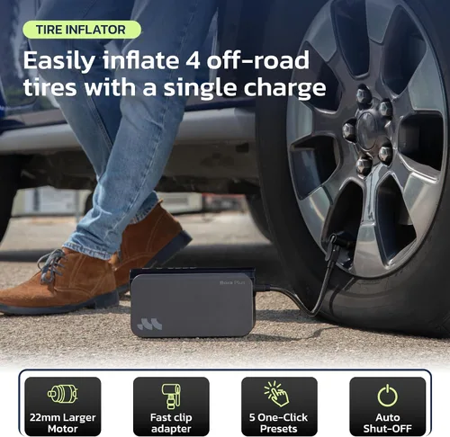 Miniatura 3 de Woowind 3-en-1 Arrancador de batería: Booster de 16000mAh, Banco de energía de 65W, Compresor de aire de 150PSI y Kit de sellado de neumáticos