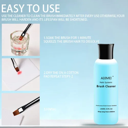 Miniatura 6 de Limpiador de pinceles de uñas acrílicas, limpiador de pinceles de pintura líquida para artistas de uñas (8.5 fl oz/8.5 onzas líquidas)
