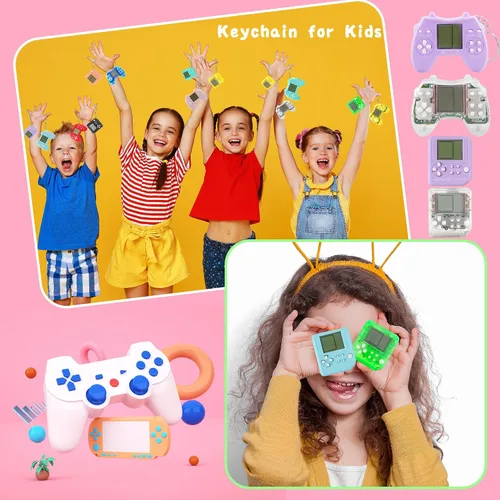 Miniatura 7 de Paquete de 24 llaveros de videojuegos, recuerdos de fiesta de videojuegos, mini multicolores, llavero a granel para niños, suministros de fiesta