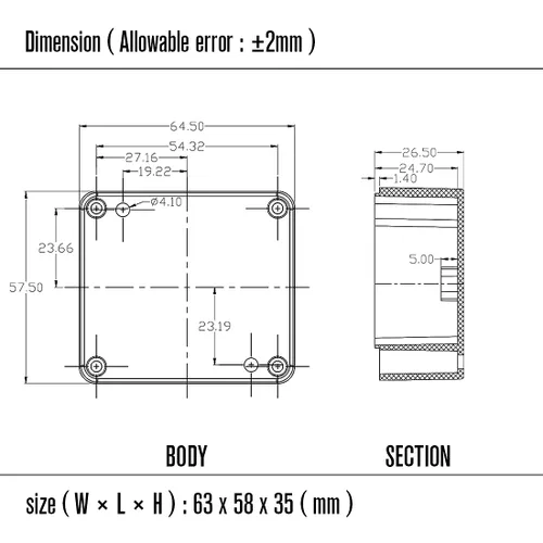 Miniatura 8 de LeMotech Caja de conexiones eléctricas de plástico ABS Caja de proyectos IP65 impermeable Caja de derivación universal para electrónicas Negro 2.48x