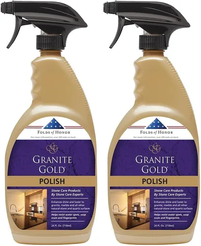 Granite Gold Spray polaco, brillo sin rayas para encimeras de granito, cuarzo, mármol, travertino, piedra natural, 24 onzas líquidas (paquete de 2)