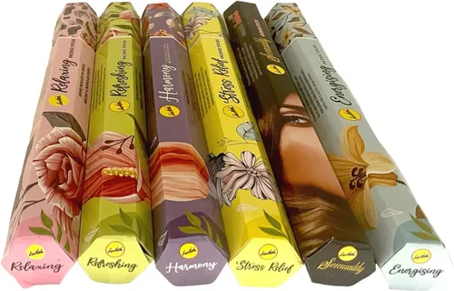 Miniatura 6 de Sreevani - Paquete variado de varillas de incienso #10 y soporte para varillas de incienso con 6 fragancias de aromaterapia