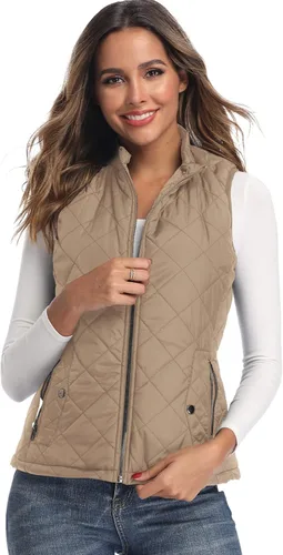Miniatura 3 de Chaleco para exteriores de mujer, chaleco acolchado ligero con cremallera y cuello alto.