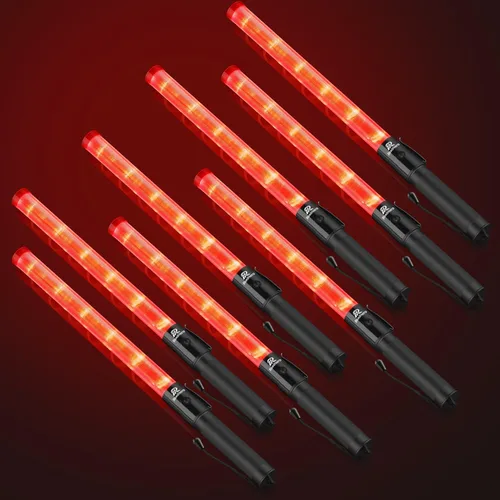 Miniatura 9 de RoadHero Paquete de 6 varitas de tráfico, bastón de control de tráfico LED de 21 pulgadas, varitas de luz de seguridad con 2 modos de parpadeo, Rojo