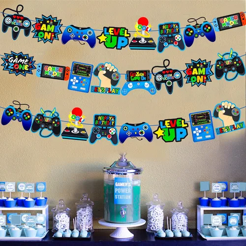 Miniatura 9 de 3 unidades de controlador de videojuegos, decoración de fiesta de video, decoración de cumpleaños para niños y niños, suministros de fiesta
