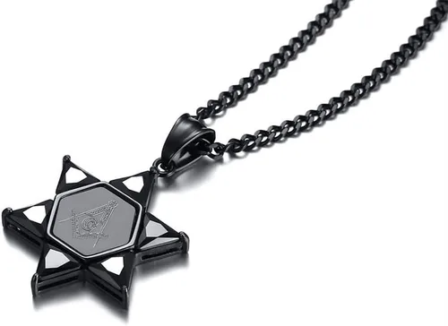 Miniatura 3 de UMtrade - Collar con colgante de estrella de David con circonita cúbica masónica y hexagrama masónico