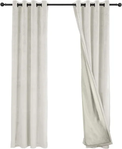 Miniatura 17 de Cortinas 100% opacas de terciopelo con forro de 63 pulgadas de largo, 2 paneles para sala de estar, aislamiento térmico, ahorro de energía