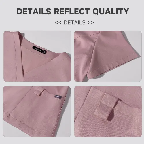 Miniatura 3 de niaahinn Conjunto de uniforme médico para mujer camiseta clásica con cuello en V y bolsillo y pantalones deportivos