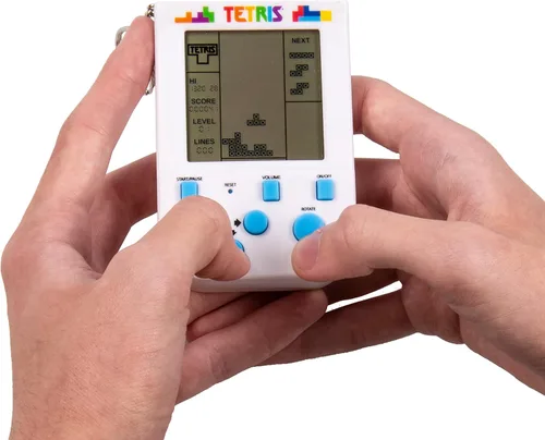 Miniatura 2 de Tetris Mini llavero de mano para juegos de arcade, juego de tetris portátil con 15 niveles, efectos de sonido clásicos, llavero consola