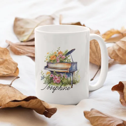 Miniatura 5 de Taza personalizada para músico 2023, taza de piano personalizada con nombre, taza de café de músico de arte 2023, taza de cerámica de piano