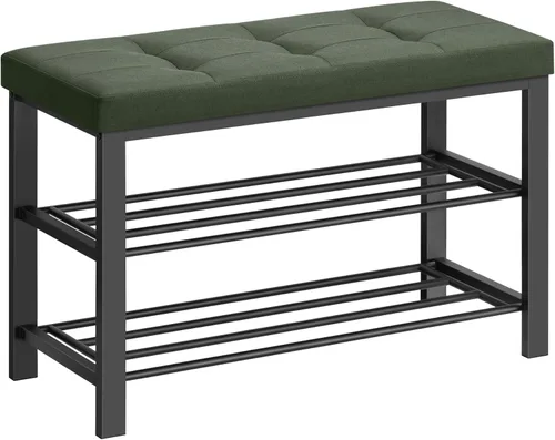 Miniatura 13 de SONGMICS Banco de zapatos, banco de almacenamiento, banco de entrada con cojín, estante para zapatos con asiento, ahorro de espacio, estilo moderno