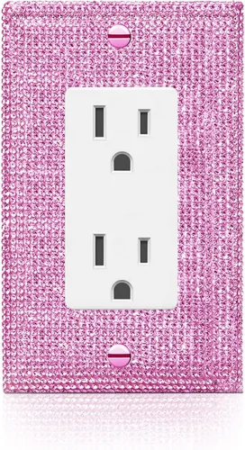 Miniatura 16 de 4 piezas de placa de pared rosa plateado brillante cubierta decorativa interruptor de luz cubierta de interruptor de palanca única diamantes