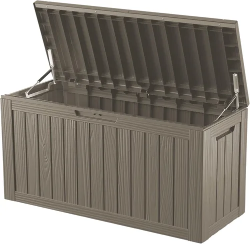 Miniatura 11 de Caja de almacenamiento para exteriores de 35 galones, caja de resina impermeable y con cierre para terraza, grande, contenedor de almacenamiento