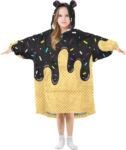 Miniatura 20 de Mantas portátiles para niños, sudadera con capucha tipo manta de gran tamaño, suave y cálida, regalos para niños, niñas y adolescentes de 3 a 14