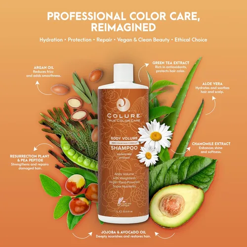 Miniatura 9 de COLURE Champú de volumen corporal, 33 onzas líquidas, lavado voluminizador para cabello fino y delgado, limpiador sin sulfatos sin