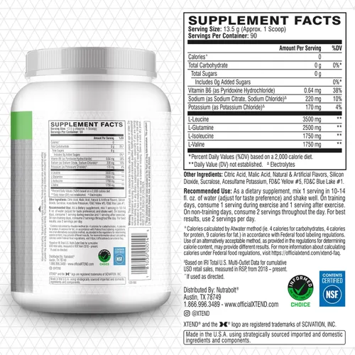 Miniatura 2 de Scivation Xtend XTEND Polvo Original BCAA 7 g de BCAA y 2.5 g de L-Glutamina, Bebida de Recuperación Muscular Sin Azúcar con Aminoácidos