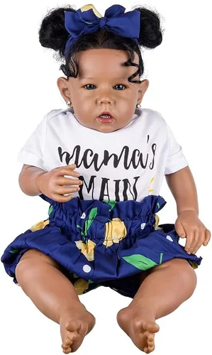 Miniatura 13 de Muñecas bebé Reborn Niña Negra, Muñecas bebé recién nacidas afroamericanas de 20 pulgadas, realistas con cuerpo suave y extremidades de silicona