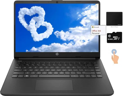 Miniatura 7 de HP Portátil con pantalla táctil de 14 pulgadas, Intel Dual-Core N4020, 8 GB de RAM, 192 GB de almacenamiento (64 GB eMMC+128 GB Micro SD), cámara