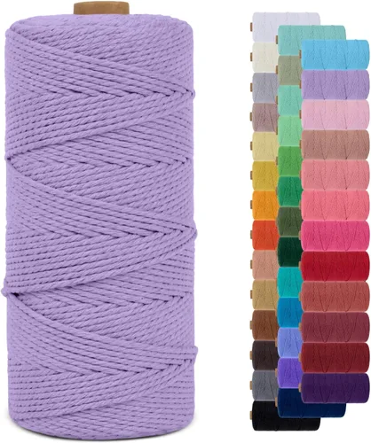 Miniatura 13 de Cuerda de macramé de 0.079 in para 219 yardas, cuerda de algodón natural para manualidades, hilo de cuerda de macramé de colores para colgar