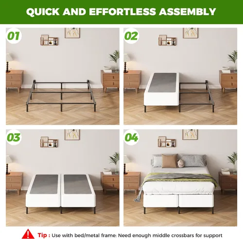 Miniatura 5 de EMODA Base de cama de metal resistente de 4 pulgadas con cubierta de tela, fácil montaje
