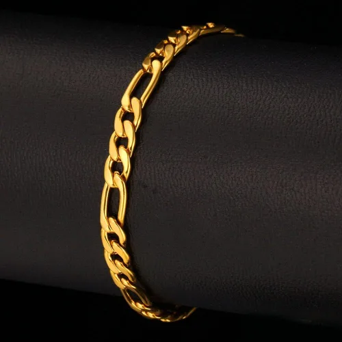 Miniatura 3 de U7 Figaro Bracelet, Stainless Steel Figaro Chain Bracelet, Rope Chain Bracelet Stainless Steel 18K Gold Plated Wrist Chain for Men Women