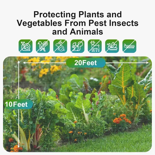 Miniatura 2 de Barrera de plagas de red de jardín: 10'x20' Red fina para protección del jardín, cubierta de hilera de malla elevada mosquitera de malla