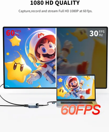 Miniatura 4 de Tarjeta de captura para Nintendo Switch, tarjeta de captura de audio y video 4K, grabadora HDMI 1080P 60FPS USB C 3.0 para juegos/transmisión